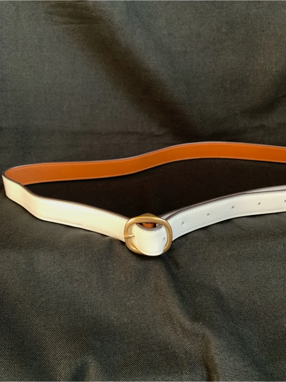 Coach White Patent Leather & Brown Leather Purse Strap w/Embossed Gold Hardware